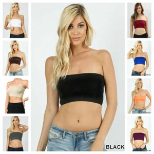 SEAMLESS BANDEAU TUBE STRAPLESS BRA layering TOP HOT COLORS REG n PLUS ONE SIZE - Picture 1 of 18