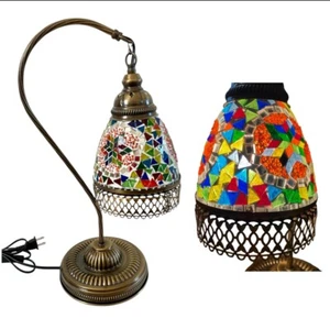 Swan Neck Reading Table Lamp, Turkish Mosaic Retro Desk Light, Handmade 17.5” - Picture 1 of 9