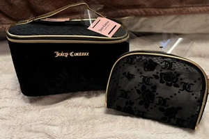 JUICY COUTURE 2 pc set Makeup Bag Travel Cosmetic Train Case Makeup Case - Picture 1 of 12