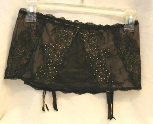 New Victoria's Secret Garter Belt Lined G-String Small/Petite Black Gold (L) - Picture 1 of 4
