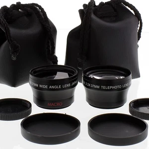 WIDE ANGLE + TELE LENS KIT 37mm fo SONY HDR-HC1,SR11,SR12,HC7, HVR-A1,dcr-trv103 - Picture 1 of 2