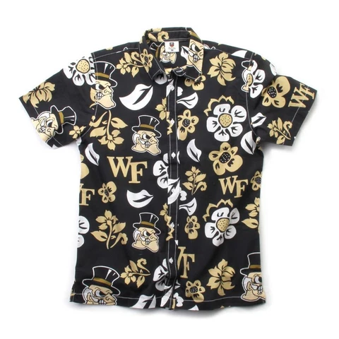Men's Wake Forest University Floral Shirt Button Up Beach Shirt Cover