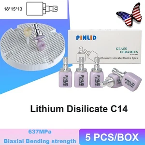 US C14 Glass Ceramic Lithium Disilicate Blocks HT/LT A1-C2 for CEREC Emax 637MPa - Picture 1 of 106