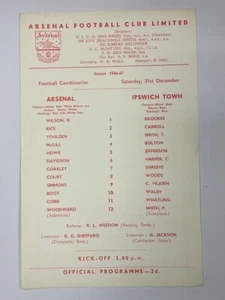 Combinación de fútbol americano 1966/67 Arsenal Reservas V Ipswich Town 31-12-1966 - Imagen 1 de 2