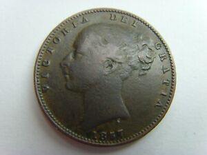 1857 Farthing Queen Victoria British Coin Great Britain