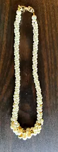 Napier Vintage Collar Faux Pearl Necklace White Beaded Gold Signed - Picture 1 of 4