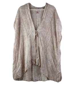 Victorias Secret Top One Size Pink Geometric Print Front Tie Swim Cover Robe - Picture 1 of 6