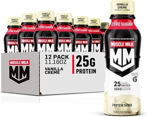 (12 Pack) Muscle Milk Genuine Zero Sugar Protein Shake, Vanilla Creme, 11.16 Oz - Picture 1 of 6