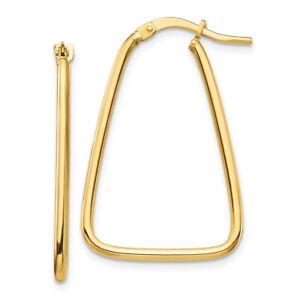 14k Yellow Gold 1.5mm Triangle Dangle Hoop Earrings for Women 1.13g