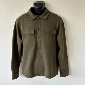 Marks & Spencer Khaki Green Heavy Jersey Shacket Shirt Jacket Size M VGC - Picture 1 of 12