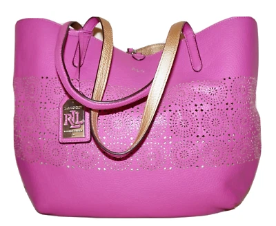 Bolsa tote RALPH LAUREN francesa rosa e dourada poliuretano 11 x 12 - Imagem 1 de 4