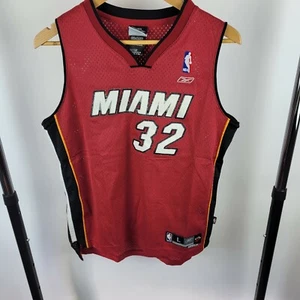 Reebok Miami HEAT Shaquille SHAQ O'NEAL #32 Authentic SEWN Jersey Kids Large - Picture 1 of 6