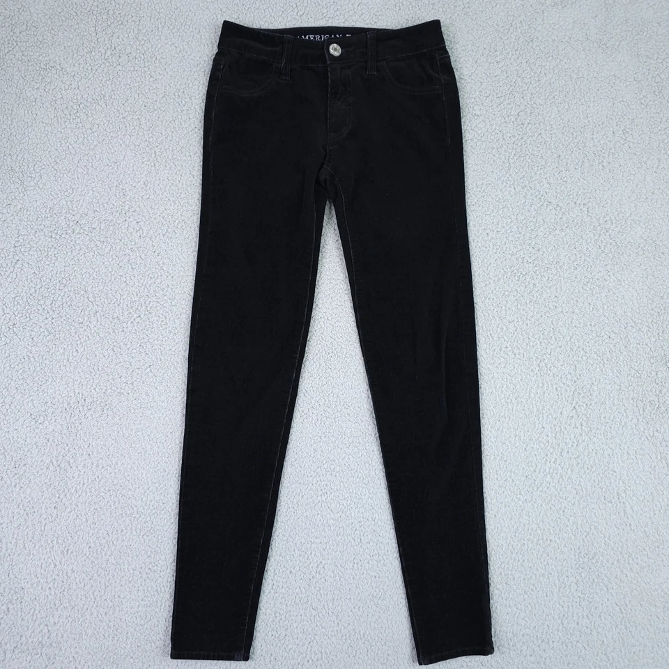 American Eagle Jeans Womens 2 Black Corduroy Jegging Soft Whale Stretch Low Rise - Image 1 of 4