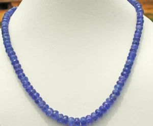 AAA+ Blue Tanzanite Faceted 3-4MM Gemstone Beads Minimalist Women Necklace 18" - Picture 1 of 12