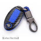 Blue Carbon Fiber For Nissan Gt-R Sentra Altima 4 Buttons Key Fob Cover Case