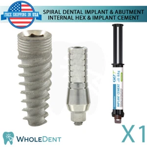 X1 Dental Spiral Int Hex 2.42mm + Straight Abutment + Cement Set - Picture 1 of 9