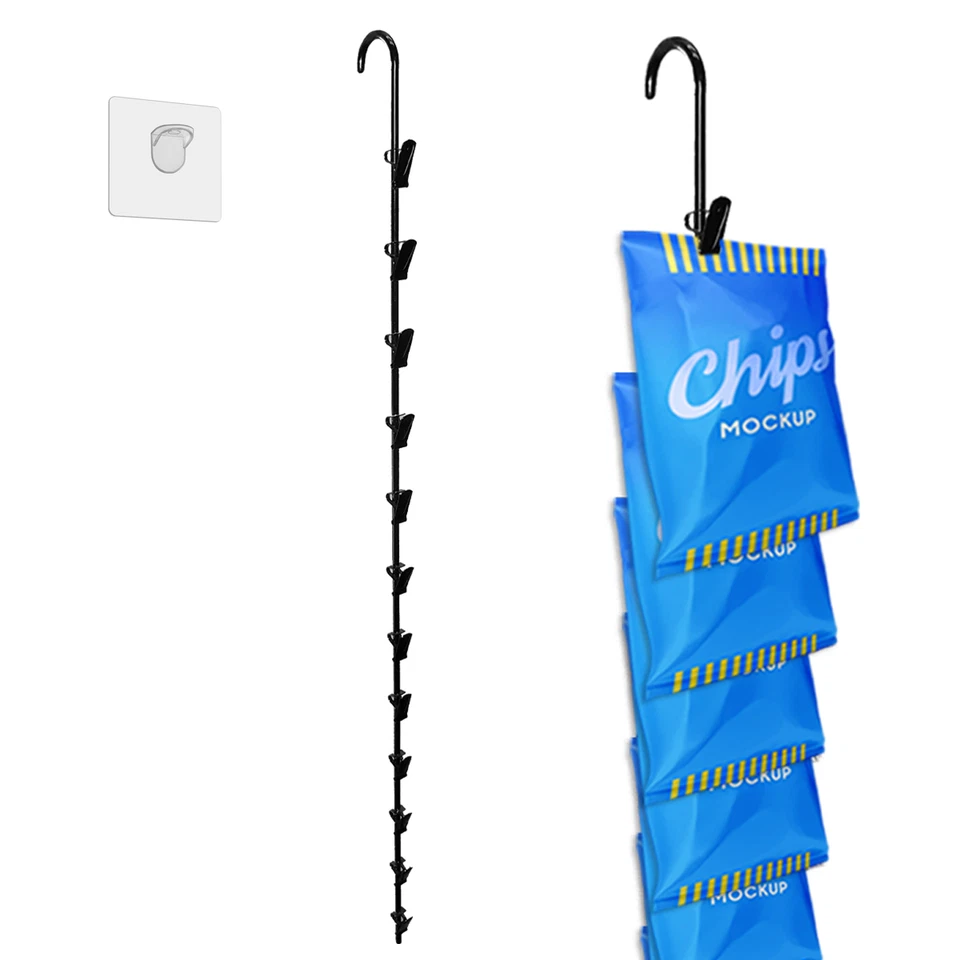 Черный металлический подвесной органайзер с 12 крючками для кладовой кухни гаража от LOLA - Изображение 1 из 4