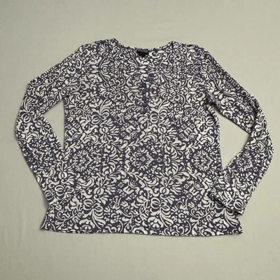 Top Nomadic Traders para mujer pequeño S tejido púrpura camisa damasco manga larga botón Foto 1 de 4