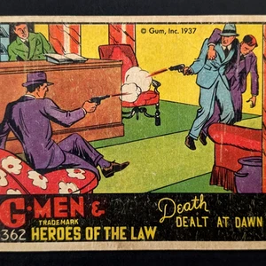 Tarjeta G-Men & Heroes Of The Law # 362 Death Dealt At Dawn Gum Inc 1937 - Imagen 1 de 5