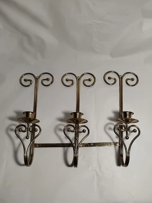 Винтажный металлический тройной регулируемый бра подсвечник настенный декор золото  - Изображение 1 из 4