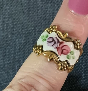 Vintage Emaille Rosen Zigarren Typ Ring Park Lane Größe 7 - Bild 1 von 6