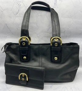 Coach 11844 Soho Black Leather Shoulder Bag with Matching Wallet - Picture 1 of 24