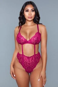 sexy BE WICKED studded LACE cutout CHEEKY thong BODYSUIT teddy ROMPER one-piece - Picture 1 of 2
