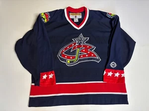 Vintage Koho Columbus Blau Jacken Trikot Genäht Blanko NHL in XL - Bild 1 von 5