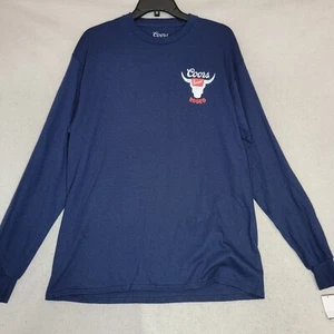 Coors Beer Shirt Adult Large L Blue Banquet Cowboy Brewery Long Sleeve Mens NWT - Picture 1 of 12