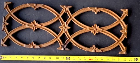 Antique CAST IRON Window Guard Grate Decorative Double Oval Flower 22" x 8" Cover