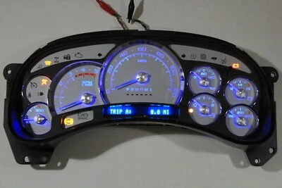 NEW 2006 07 SILVERADO SIERRA COMPLETE DIESEL BLUE LED CLUSTER WHITE PLATINUM BS - Image 1 of 4