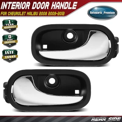 2x Manija de puerta interior lateral trasera negra y cromada para Chevrolet Malibu 2008-2012 Foto 1 de 4