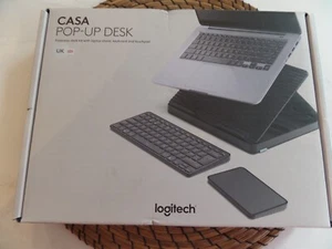 Logitech Casa Pop-Up Desk Laptop Stand, Bluetooth Wireless Keyboard in Black new - Picture 1 of 6