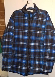 NEW Men's Oversized Quilted Puffer Jacket Blue Plaid Cold-Weather Fashion XL - Picture 1 of 5