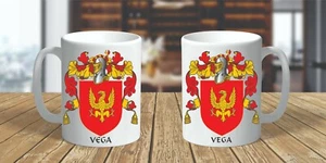 HERALDRY COAT OF ARMS ~ VEGA FAMILY CREST ~ CERAMIC MUG 11oz. - Picture 1 of 1