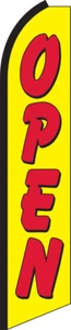 SWOOPER FEATHER FLUTTER FLAG OPEN SIGN ADVERTISING YELLOW RED HALF SLEEVE SUPER - Picture 1 of 1