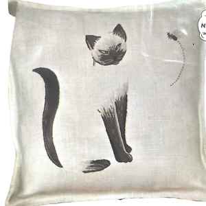Vintage Elsa Williams Siamese Cat Crewel Kit KC 283 10" Design 17" Pillow Linen