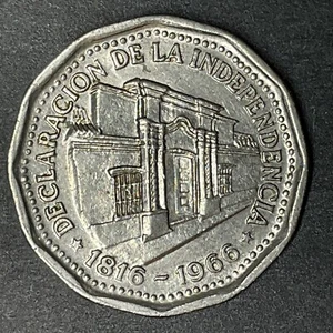 1966 ARGENTINA 10 PESOS WORLD COINS COMMEMORATIVE 150 YEARS INDEPENDENCE - Picture 1 of 2