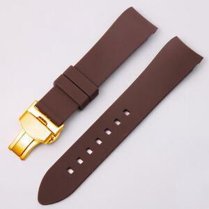 Universal Curved End Silicone Bracelet Waterproof Watch Band Strap 18mm-24mm