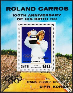 Korea N S/S Tennis 100th Birthday Roland Garros 1987 MNH-8 Euro - Picture 1 of 1