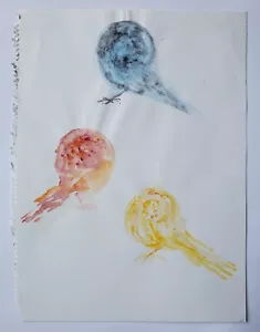 Gemälde Tusche Abstrakt Vögel Marie Pospisilova Nachlass - Bild 1 von 6