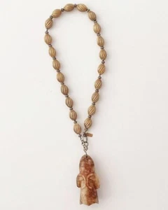 Vintage Chinese Archaistic Jade Stone Pendant on Monet Necklace - Picture 1 of 23
