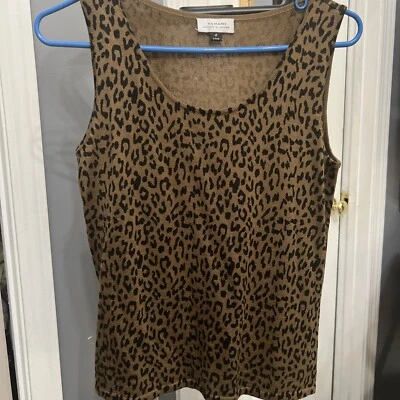 Camiseta sin mangas Tahari S Levine para mujer con estampado de leopardo mezcla de lana talla 6 Foto 1 de 3