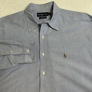 Ralph Lauren Mens Dress Shirt Size 17-36 Blue Yarmouth Oxford Long Sleeve Cotton - Picture 1 of 8