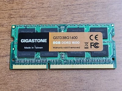ORIGINAL!! GIGASTONE 8GB 1600MHz PC3-12800 SODIMM DDR3 MEMORY RAM GSTD38G1600 - Image 1 of 2