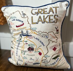 Catstudio Great Lakes Embroidered 18" Pillow Regions & Resorts Collection