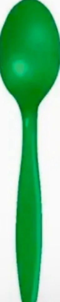 Green Heavy Duty Plastic Spoons 24 Per Pack Green Party Tableware Decorations - Image 1 of 1