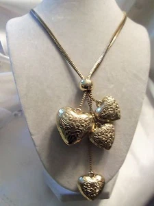 FUNKY COOL Vintage Double-Strand Gold Chain w/ HEARTS Accents Necklace 15N452 - Picture 1 of 2