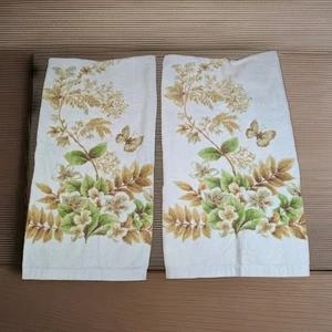 Juego Retro Vintage De 2 Toallas De Baño Algodón Azul Marrón Mariposas EE. UU. 25x48" MCM - Imagen 1 de 8