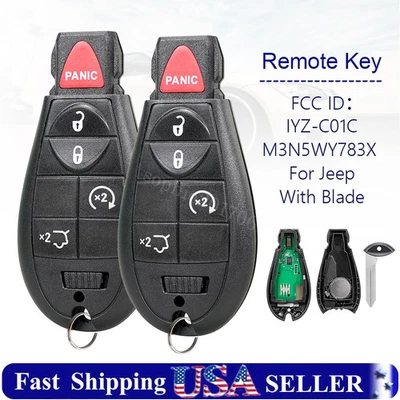 2 Replacement For 2009 2010 2011 2012 2013 Jeep Grand Cherokee Remote Key Fob - Image 1 of 4